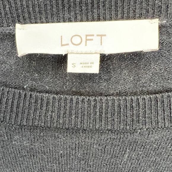 LOFT Women Sweater Small Black Ann Taylor Faux Layered Long Sleeve Crew Neck - Picture 6 of 6